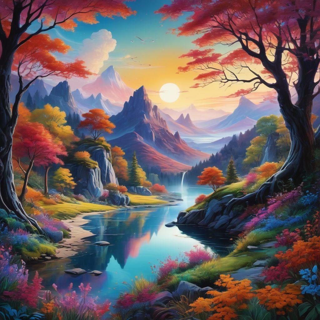 A captivating scene showcasing an ethereal, stylized landscape filled with vibrant, surreal elements inspired by both adult themes and graphic storytelling. Include artistic depictions of characters intertwined with intricate patterns of color and light, symbolizing the allure of erotic narratives. The background should feature abstract shapes and dreamlike qualities to enhance the fantastical feel of the narrative. Emphasize a balance of playfulness and sensuality, inviting the viewer into a rich visual experience. vibrant colors. surreal art. intricate details.